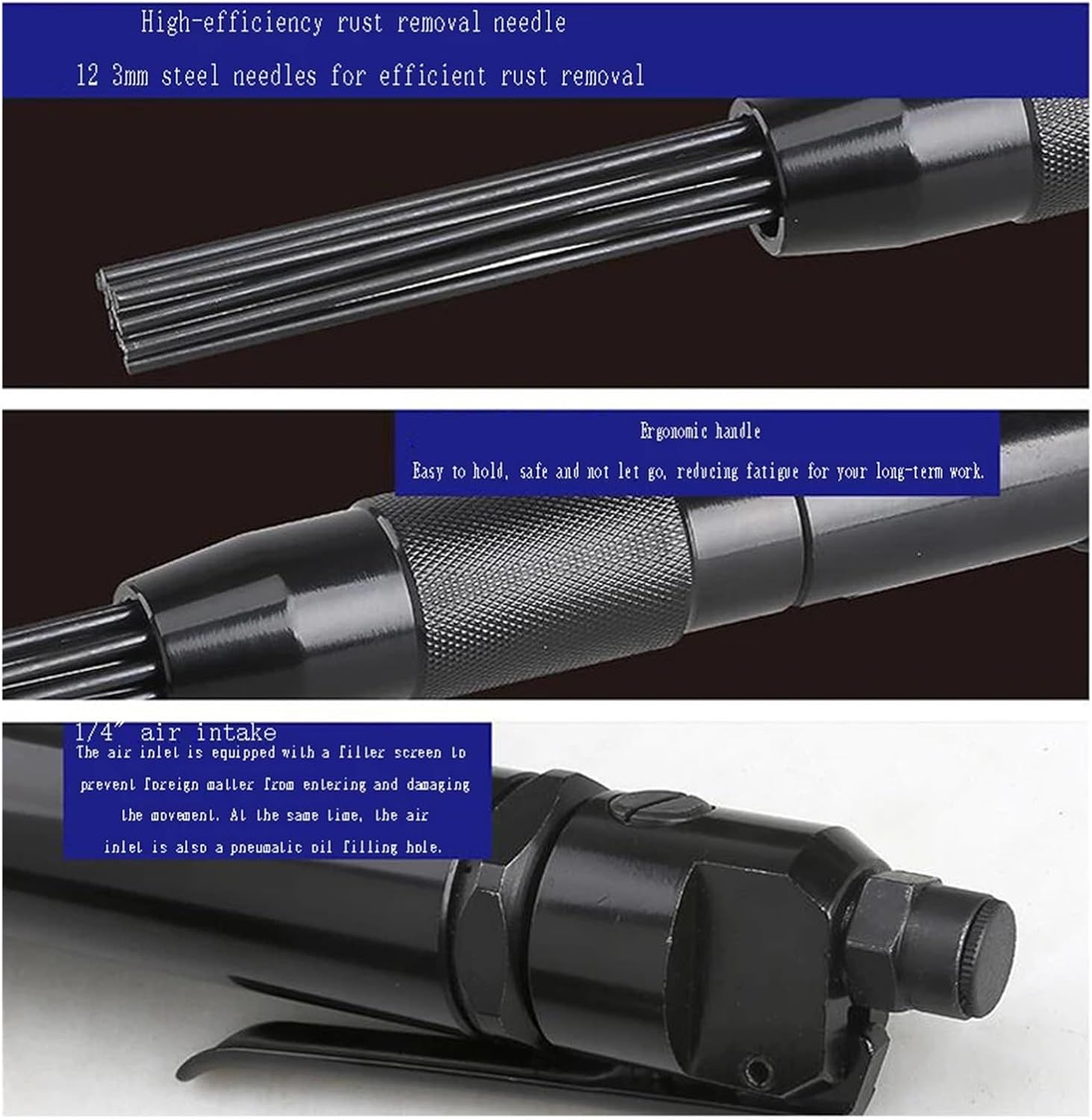 KGKGK Pneumatic Rust Remover 4000RPM 12 Pin Needle Bundle Tool