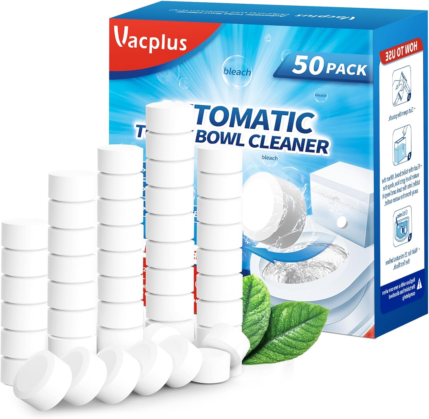 Vacplus Toilet Bowl Cleaner Tablets 50-Pack