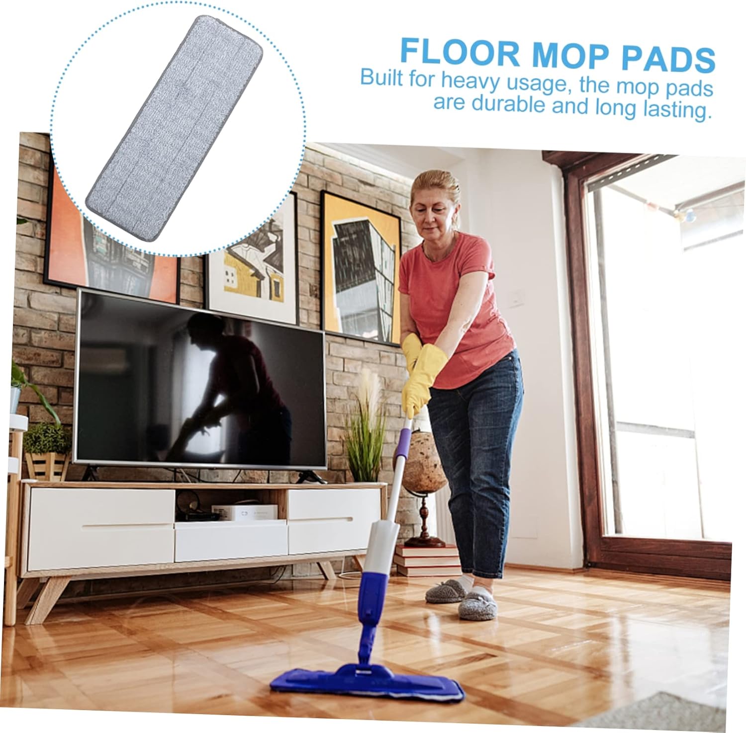 CALLARON 2pcs Microfiber Mop Pads for Hardwood Tile Marble