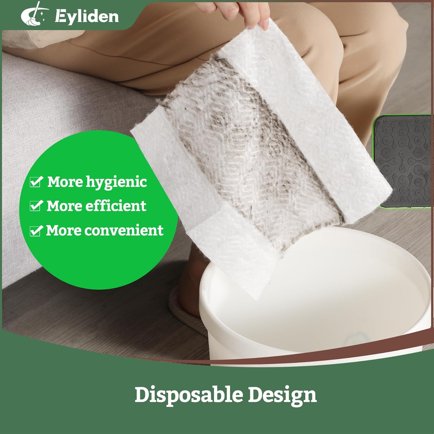 Eyliden 24 Count Dry Mop Pads for 10 Inch Sweeper Mops