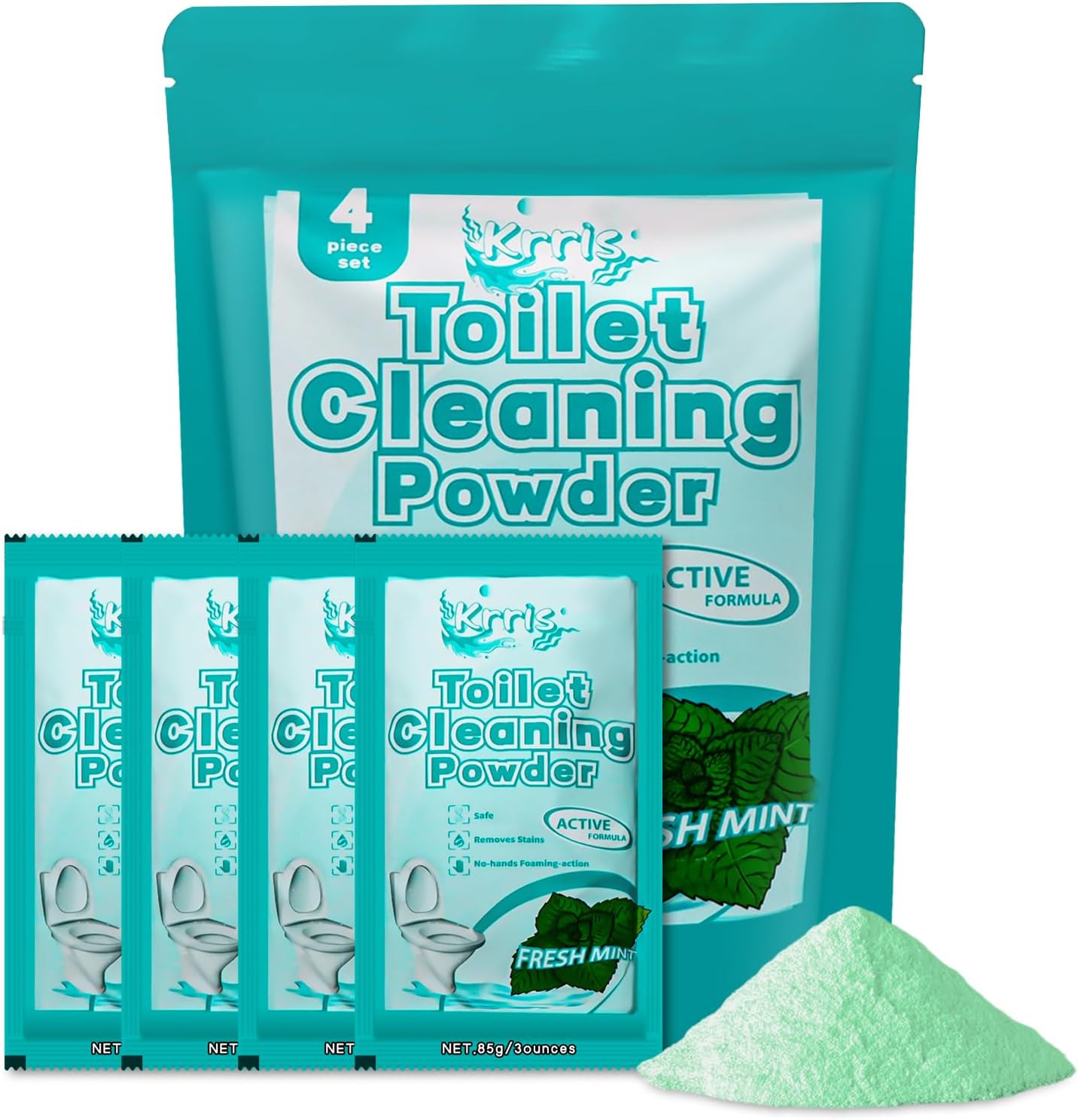 Krris Foaming Toilet Cleaner Powder 4 Packs 3 oz