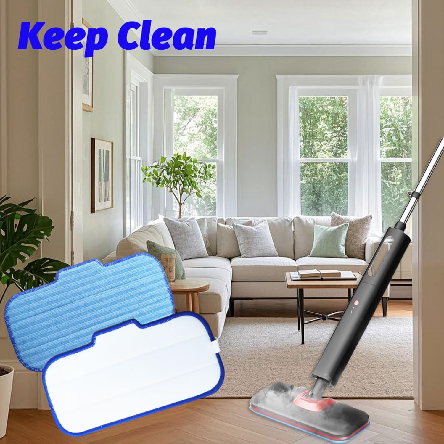 4 Pack Steam Mop Pads Replacement for Newbealer NC603C NC602N Mop Cleaner