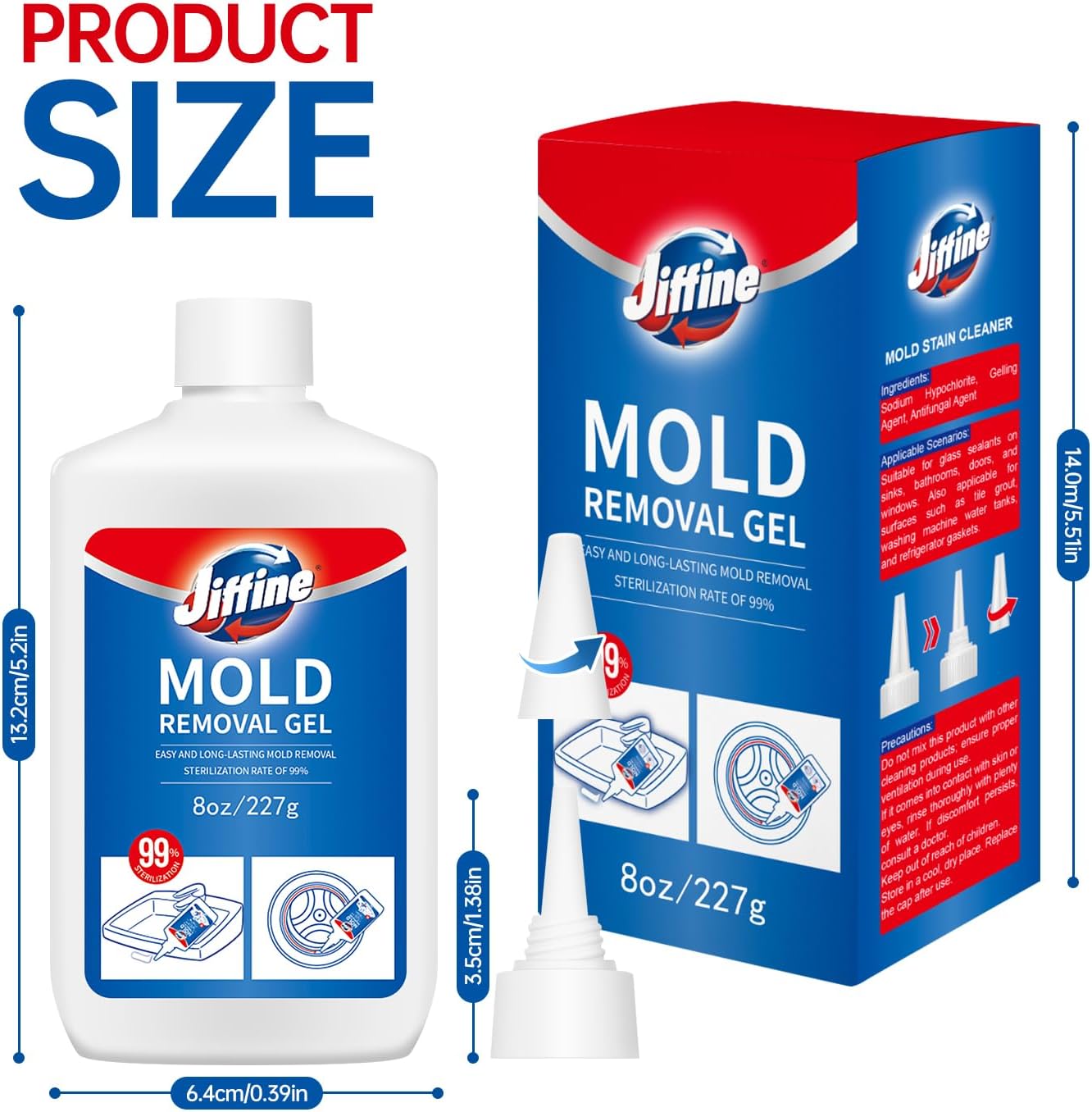 Jiffine Mold Stain Remover Gel - 8 Fl Oz