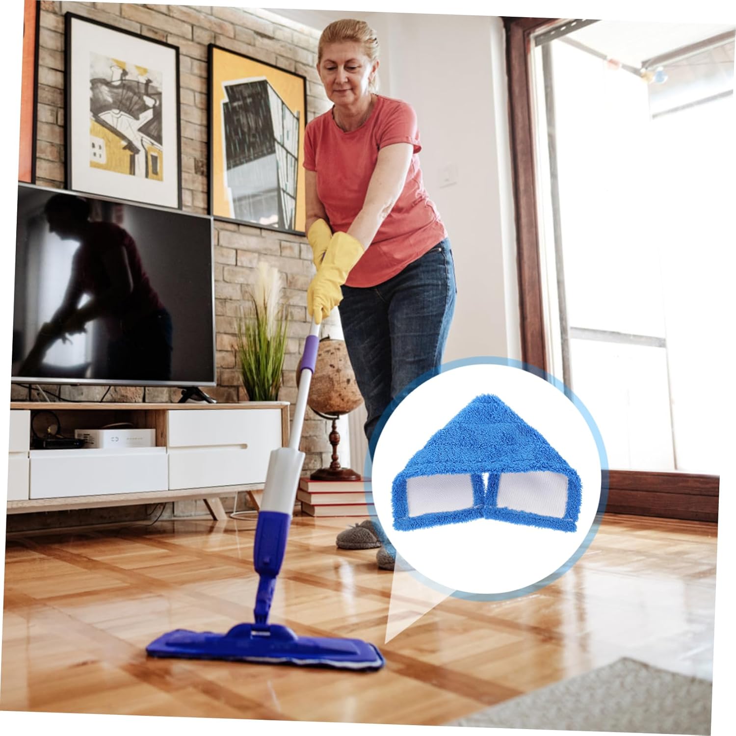 SHERCHPRY Microfiber Mop Head Refill Pads 4-Pack