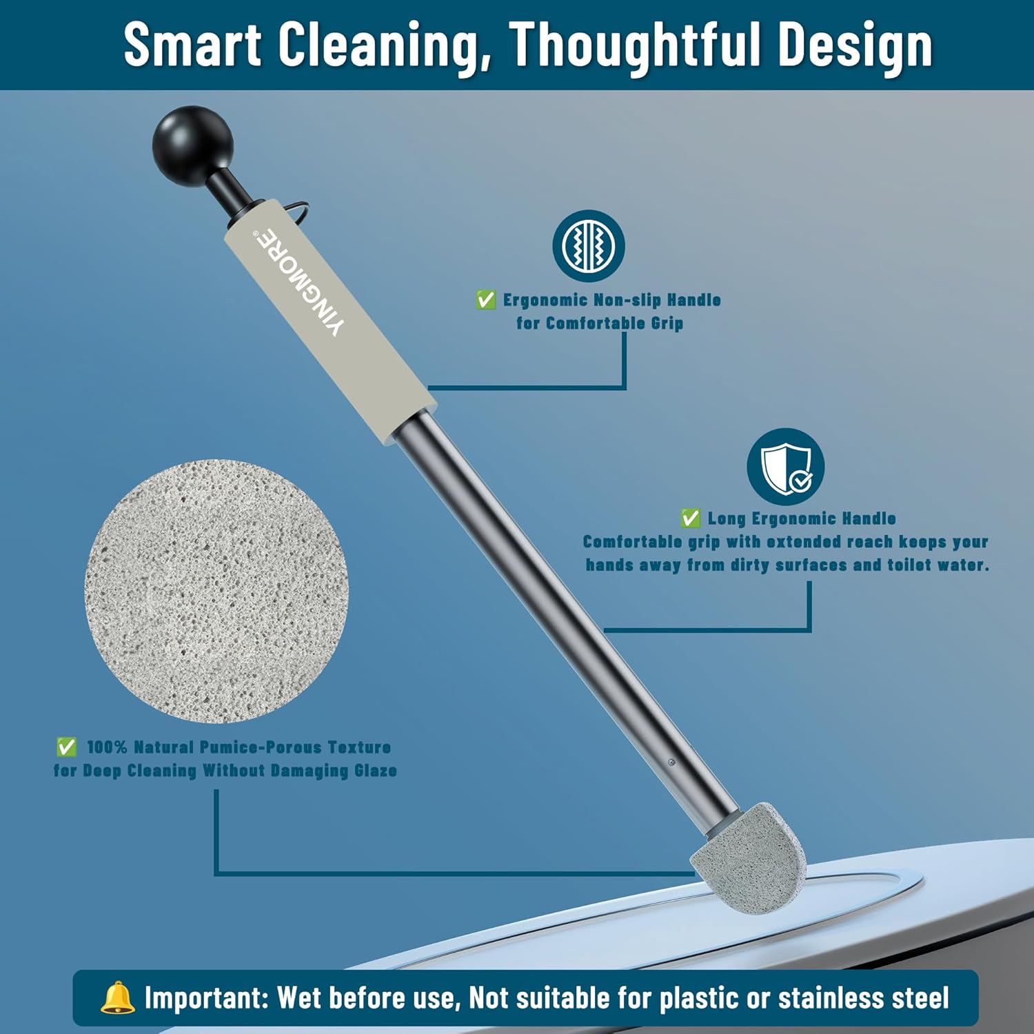 YINGMORE Pumice Stone Toilet Cleaner with Long Handle 1