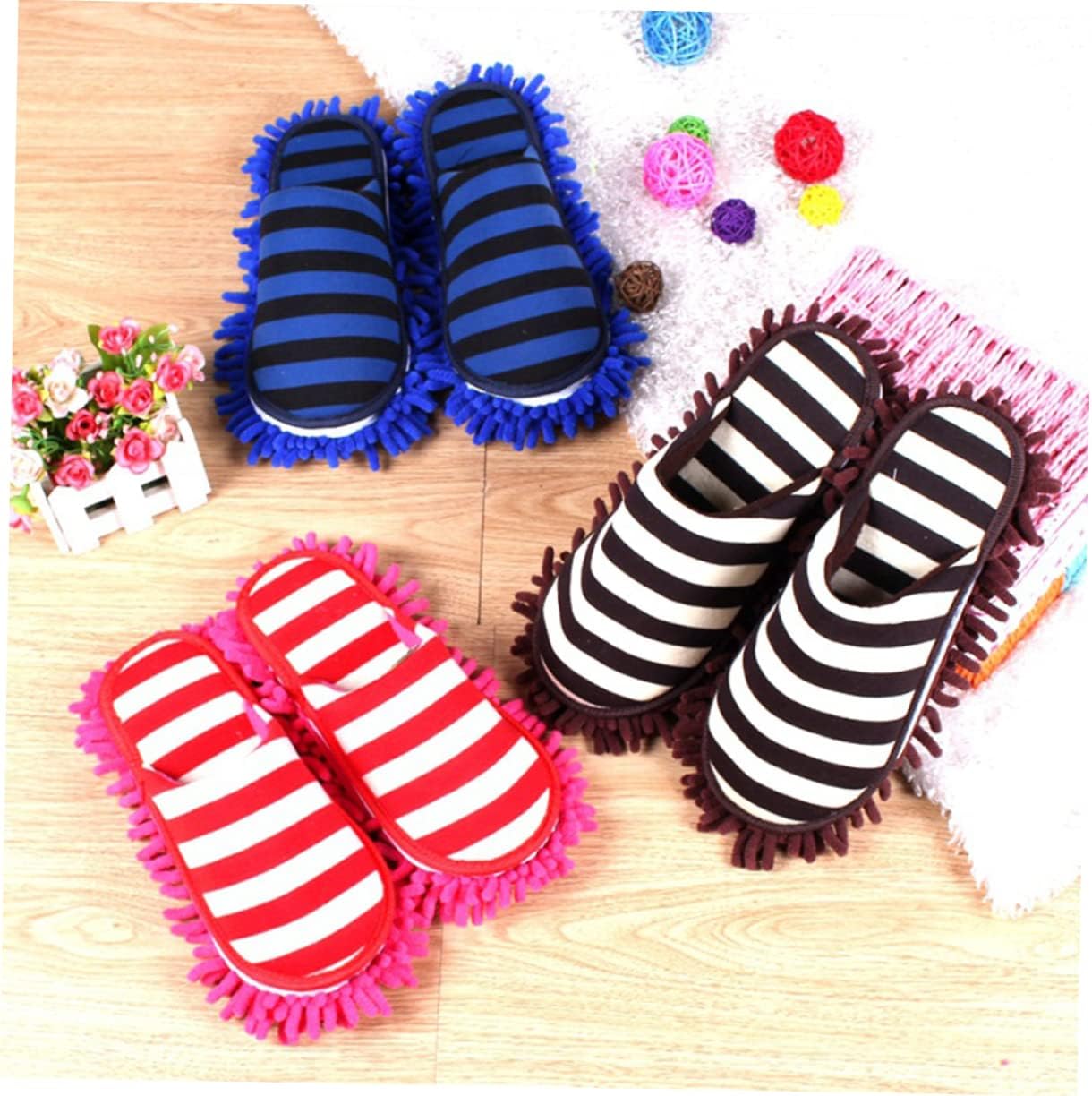 Ipetboom 1 Pair Chenille Cleaning Slippers Cover