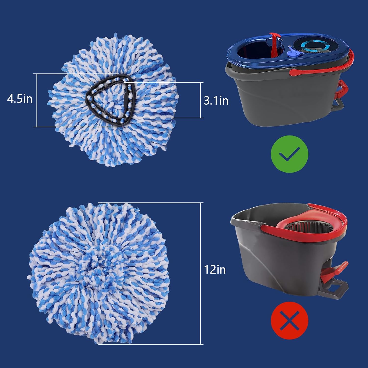 Anffeary 4 Piece Mop Head Set for O Cedar 2 Tank System