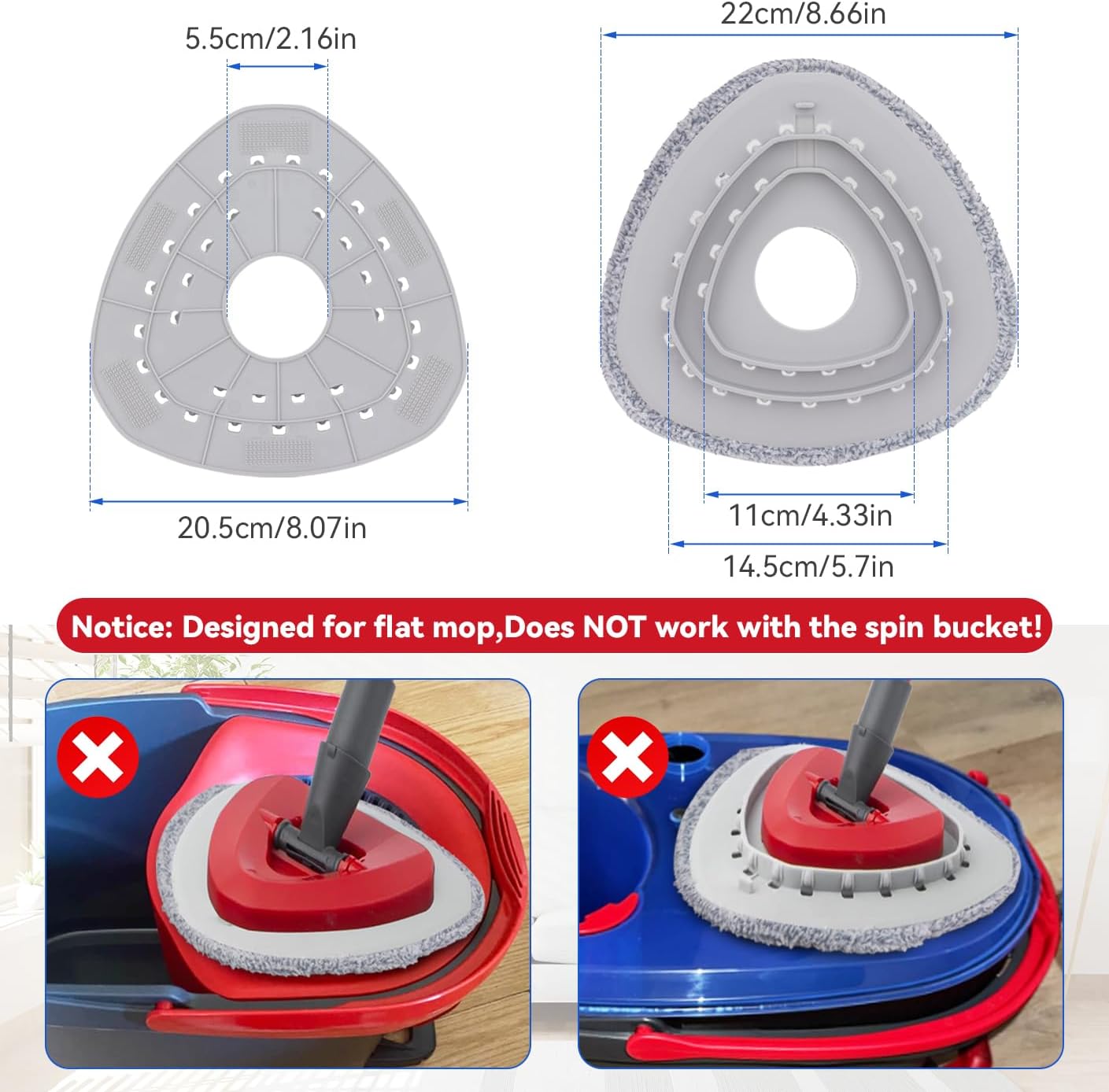 Sgizoku Spin Mop Head Refill - 6 Cloth Pads with Base
