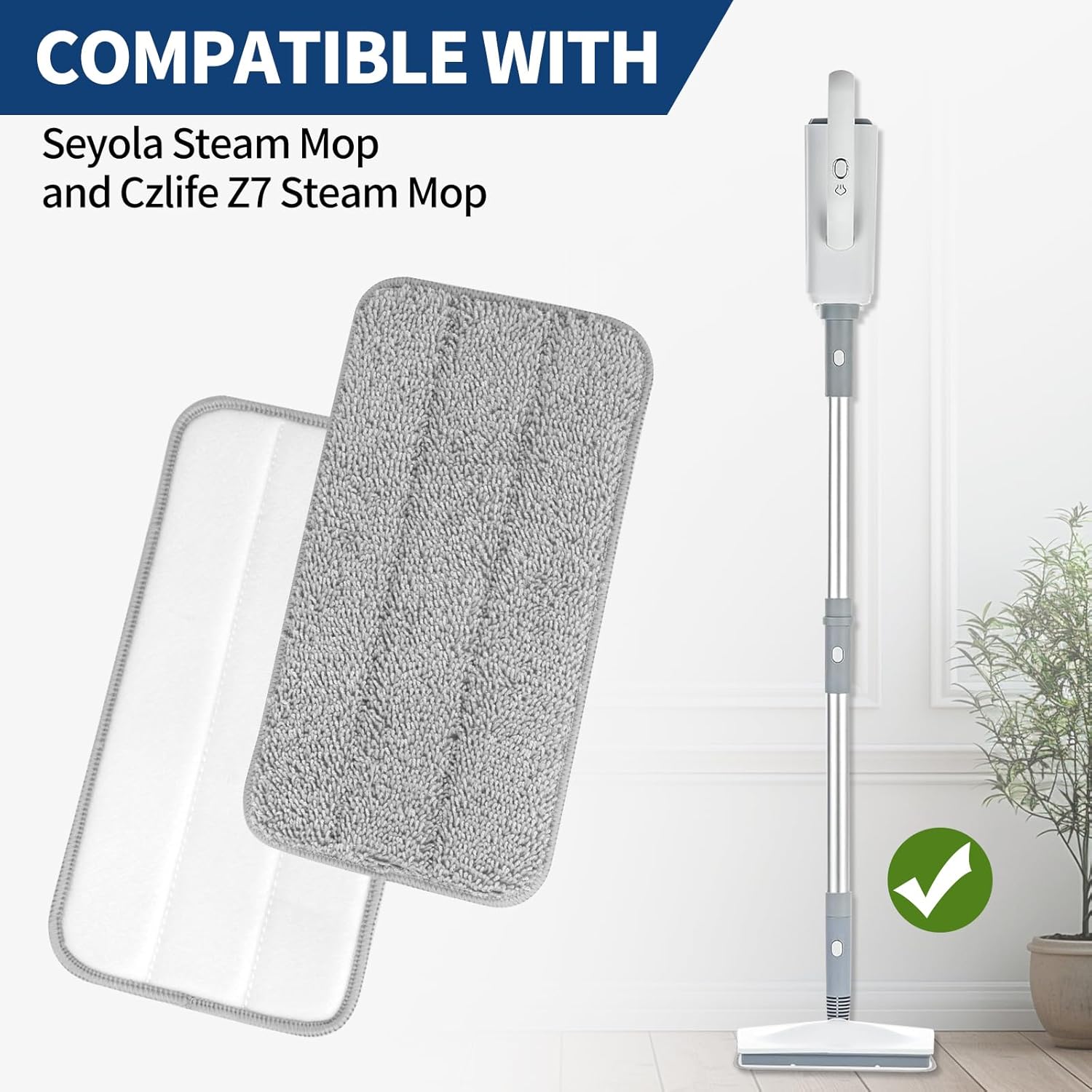 Yicotira Microfiber Steam Mop Pads - 4 Pack Reusable Replacement for Seyola FEPPO