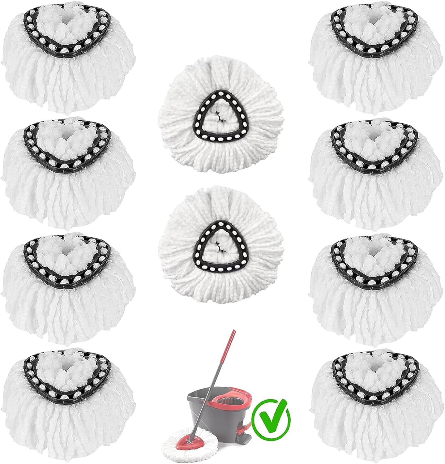 10-Pack Spin Mop Replacement Heads Microfiber 360 Easy Cleaning White