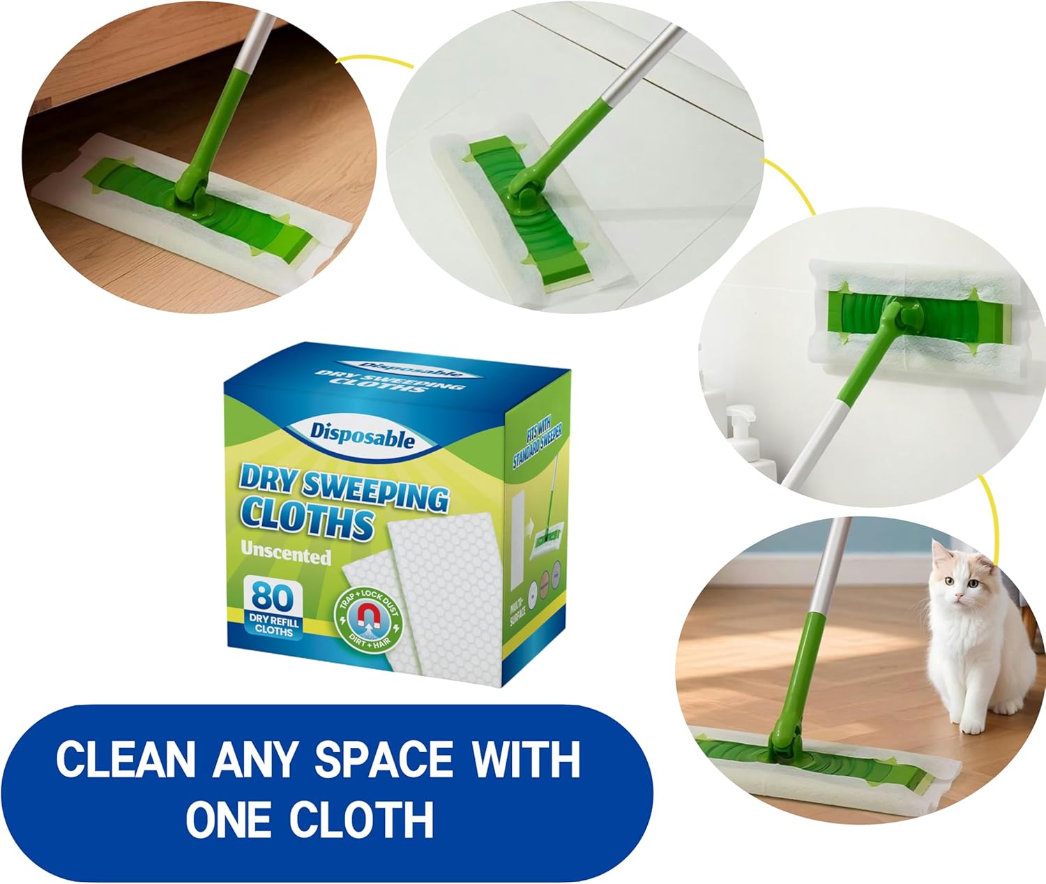 Peachicha Dry Sweeping Cloths Refills 80 Count Pack