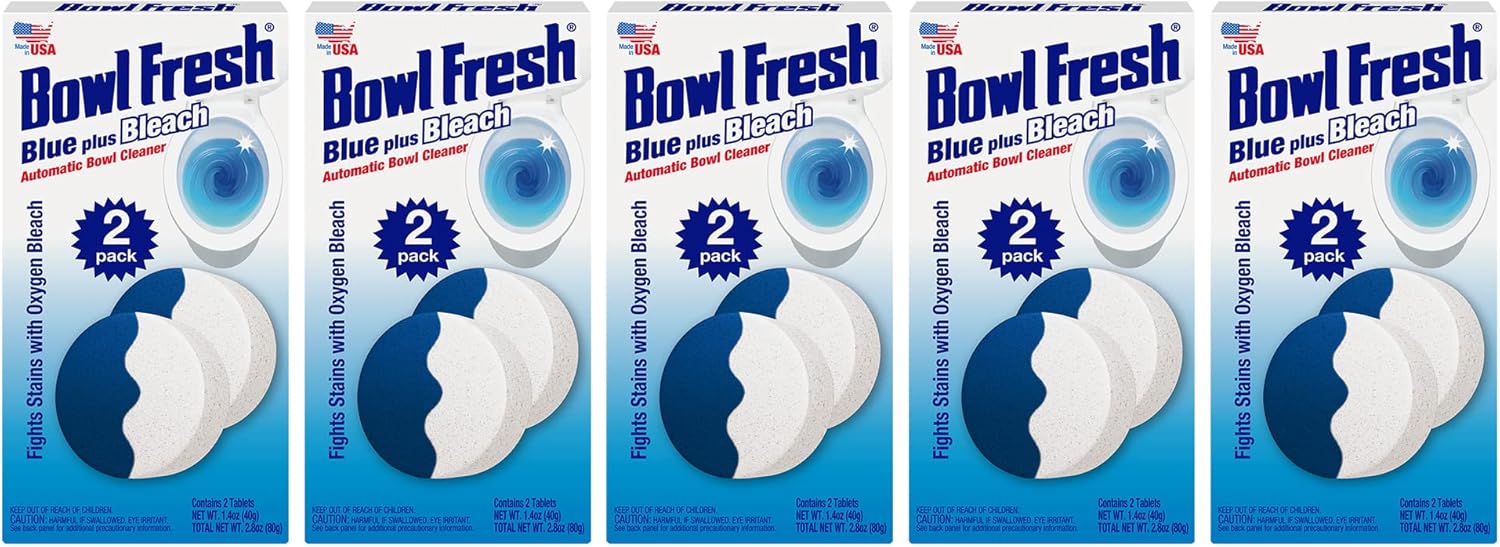 Bowl Fresh Blue Plus Bleach Toilet Cleaner Tablets 2 Count Pack of 5