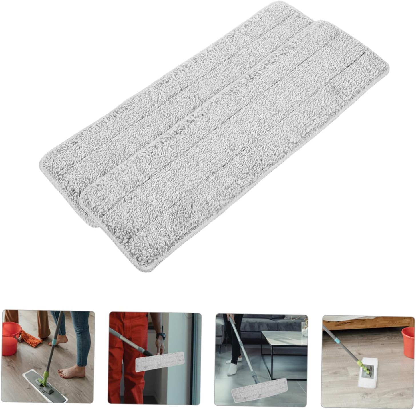 2pcs Reusable Fiber Mop Pads for Hardwood and Vinyl Floors