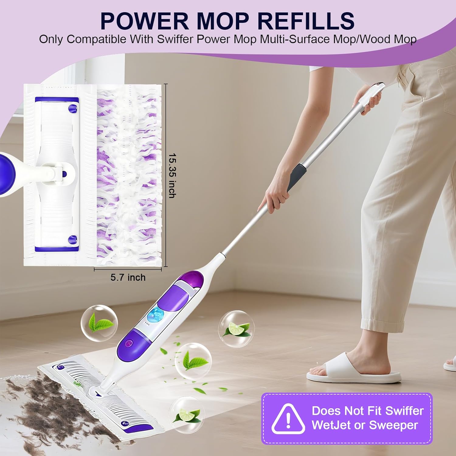 32 Count Power Mop Refill Pads 14-Layer Thickened for Deep Cleaning