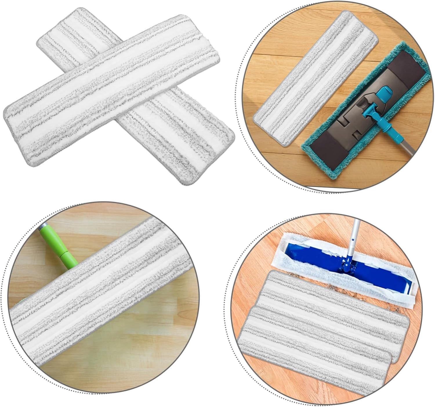 2pcs Reusable Flat Mop Refill Pads for Hardwood and Tile Floors