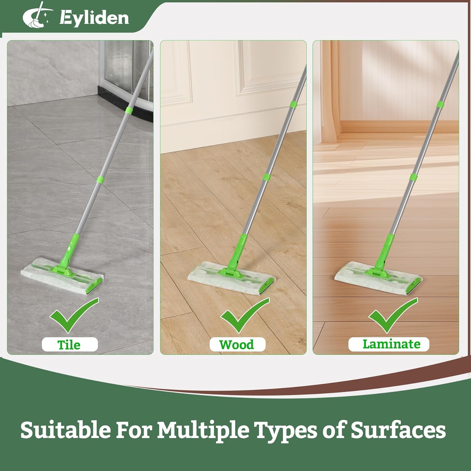 Eyliden 24 Count Dry Mop Pads for 10 Inch Sweeper Mops