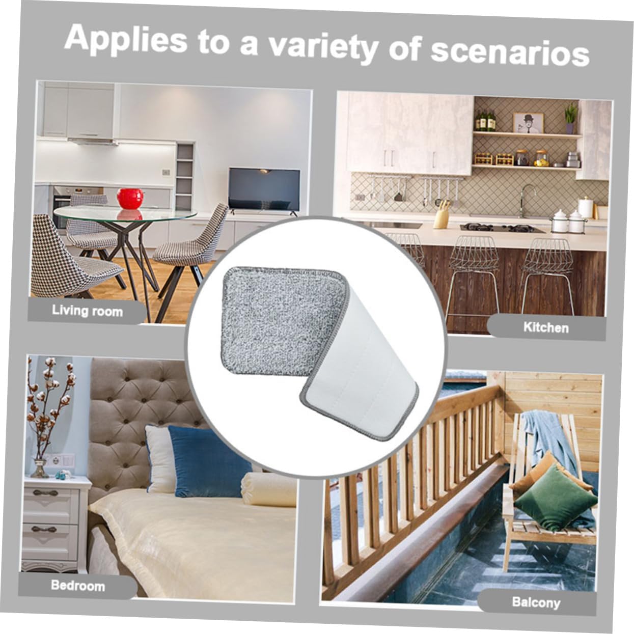 3pcs Microfiber Mop Pads Reusable for Hardwood and Tile