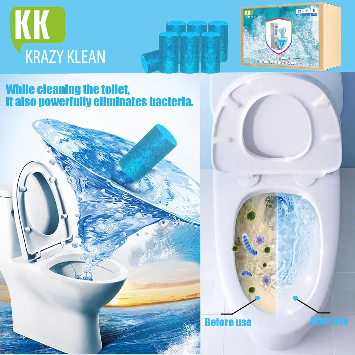 Krazy Klean Toilet Cleaner 7 Pcs Fresh and Clean