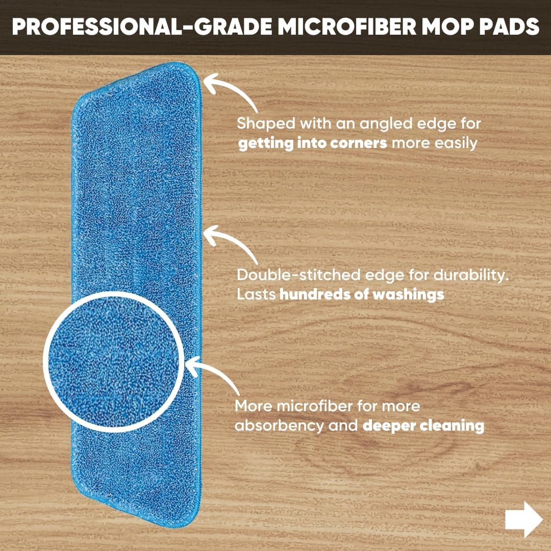 3Pack Microfiber Mop Replacement Heads for Deep Cleaning