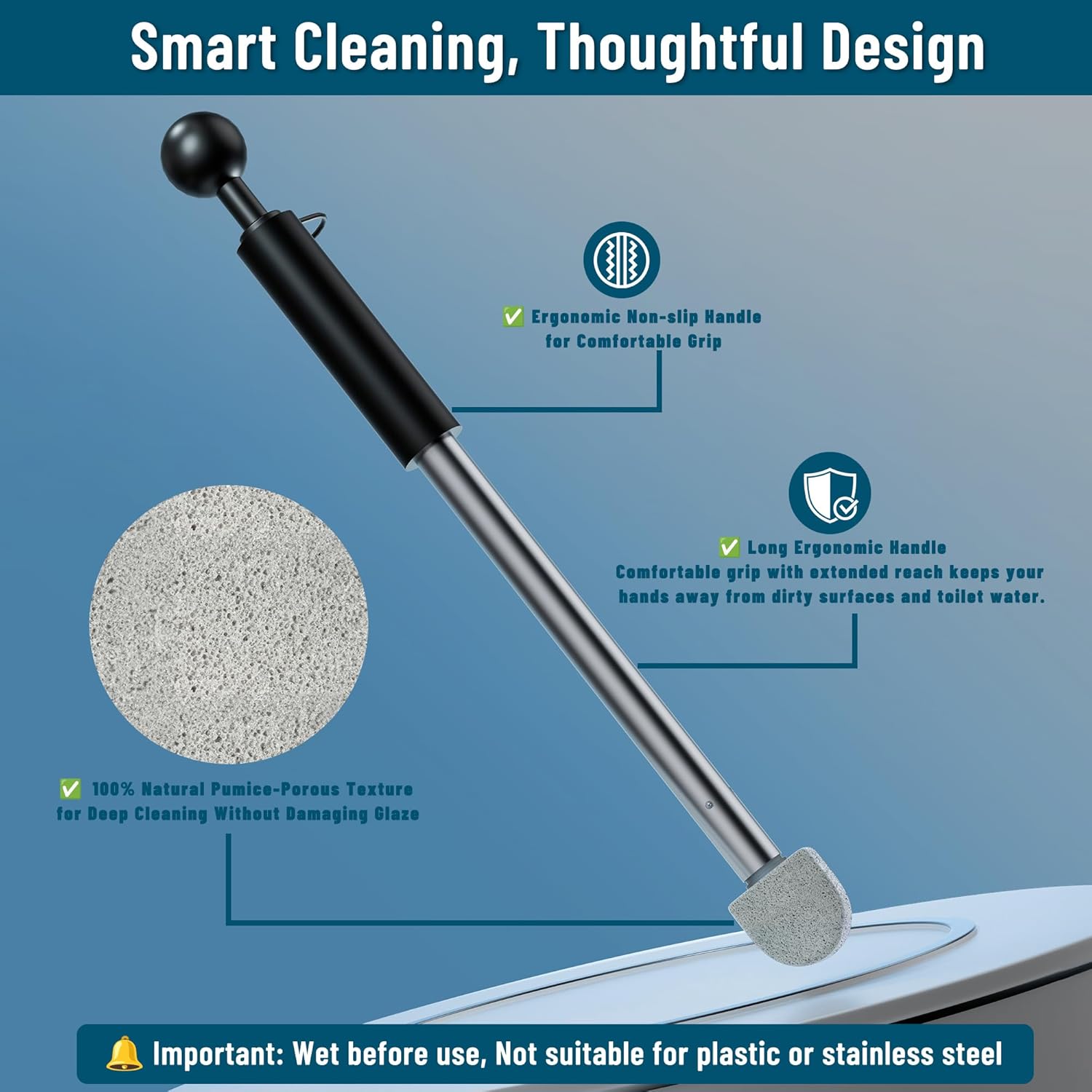 YINGMORE Pumice Stone Toilet Cleaner with Long Handle