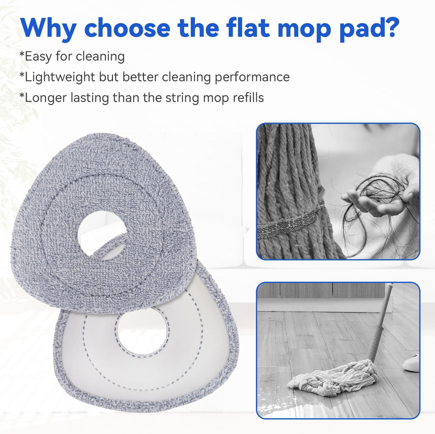 Sgizoku Spin Mop Head Refill - 6 Cloth Pads with Base