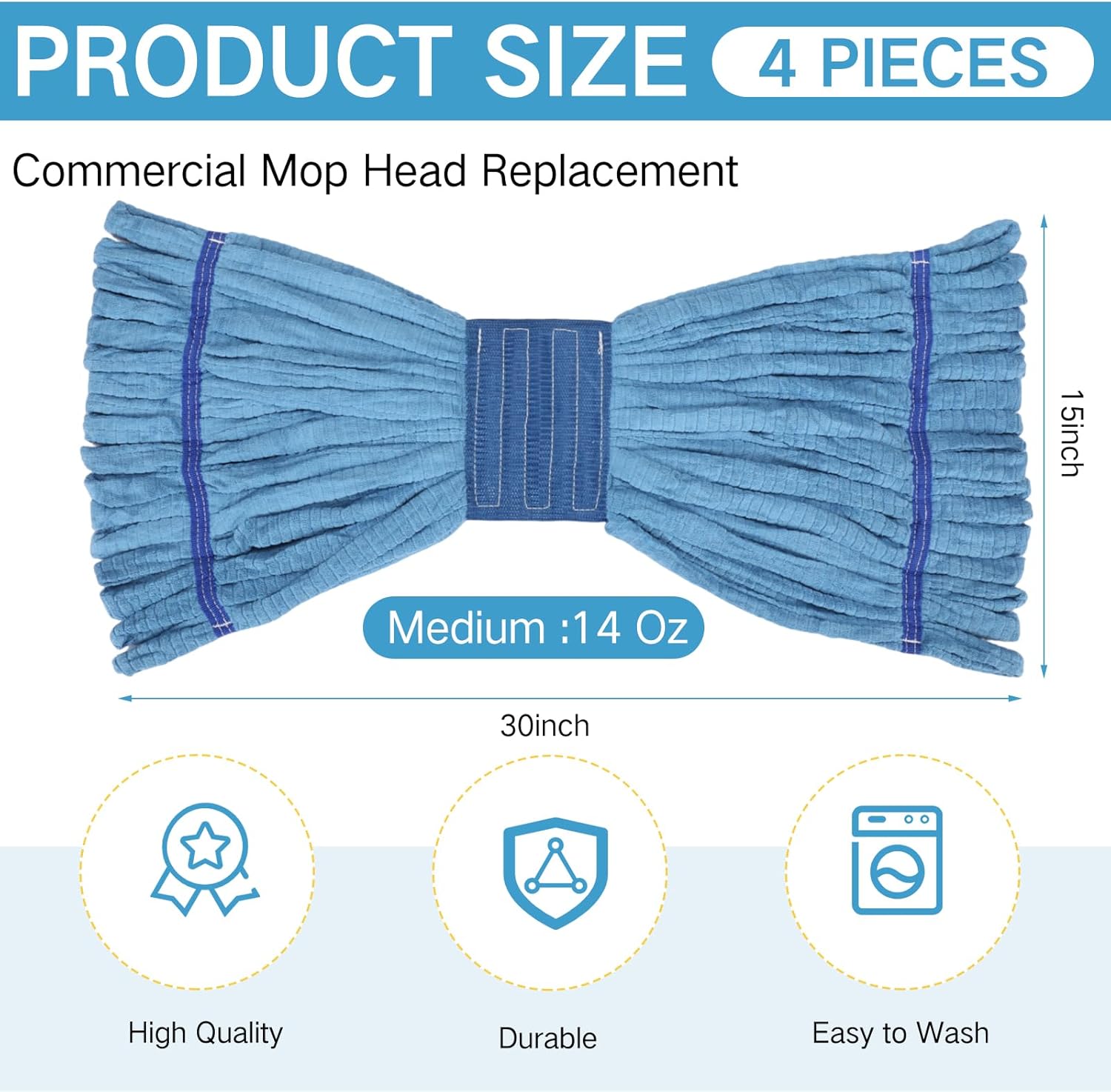 Lallisa 4 Pcs Medium Blue Mop Head Refill