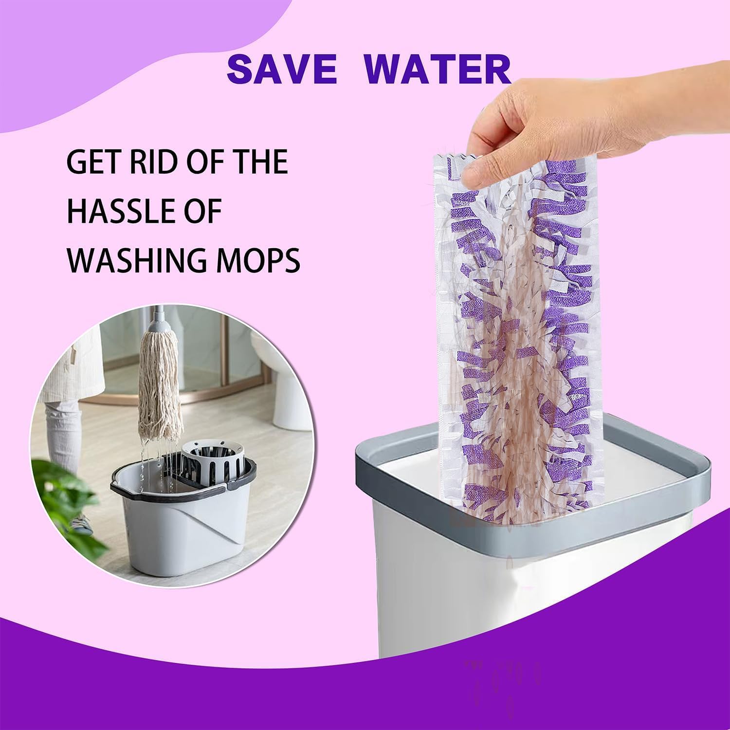 Disposable Mopping Pad Refills for PowerMop 20-Pack Purple