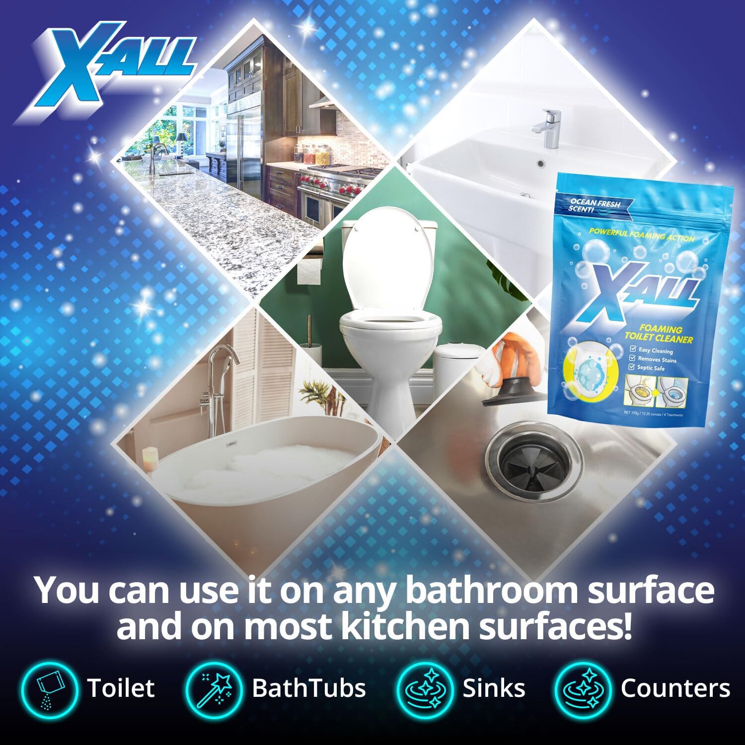 X All Foaming Toilet Cleaner - Self-Activating Powder