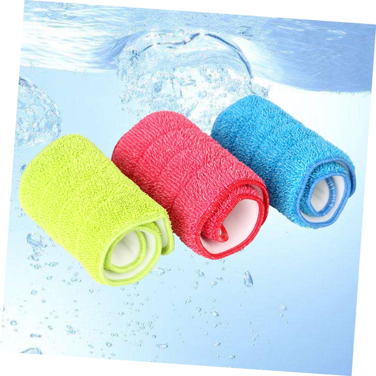 PACKOVE 3Pcs Spray Mop Cloth Replacement Durable Microfiber Mop Heads Red Blue Green