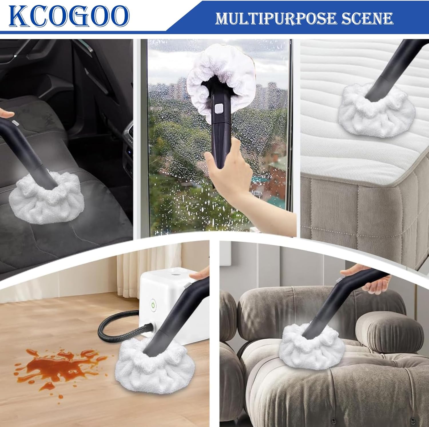 KCOGOO Small Microfiber Bonnet for Dupray Steam Mop - 8 Pack