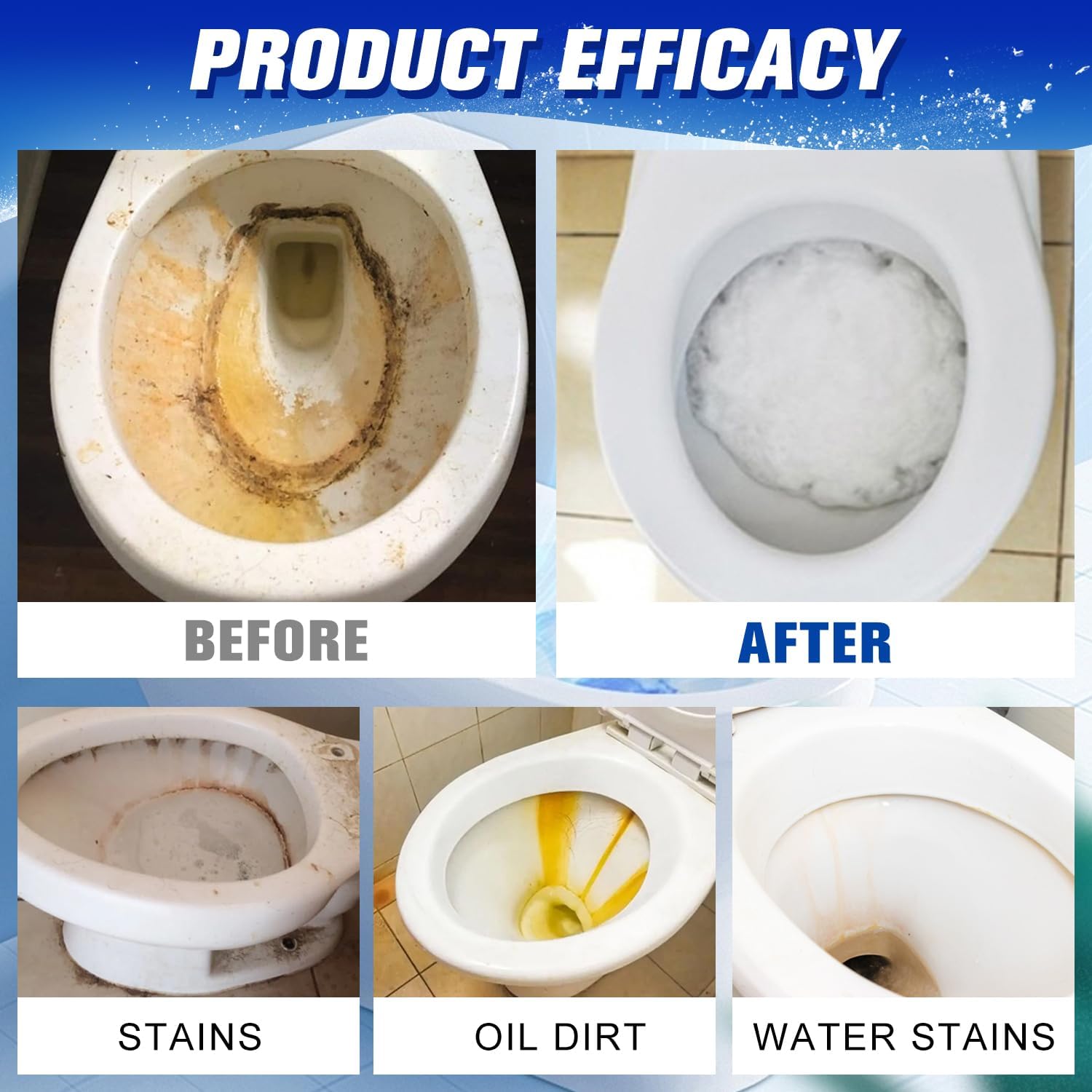 Iaolose 2 PCS Toilet Cleaner Self Activating Miracle Powder for Deep Cleaning