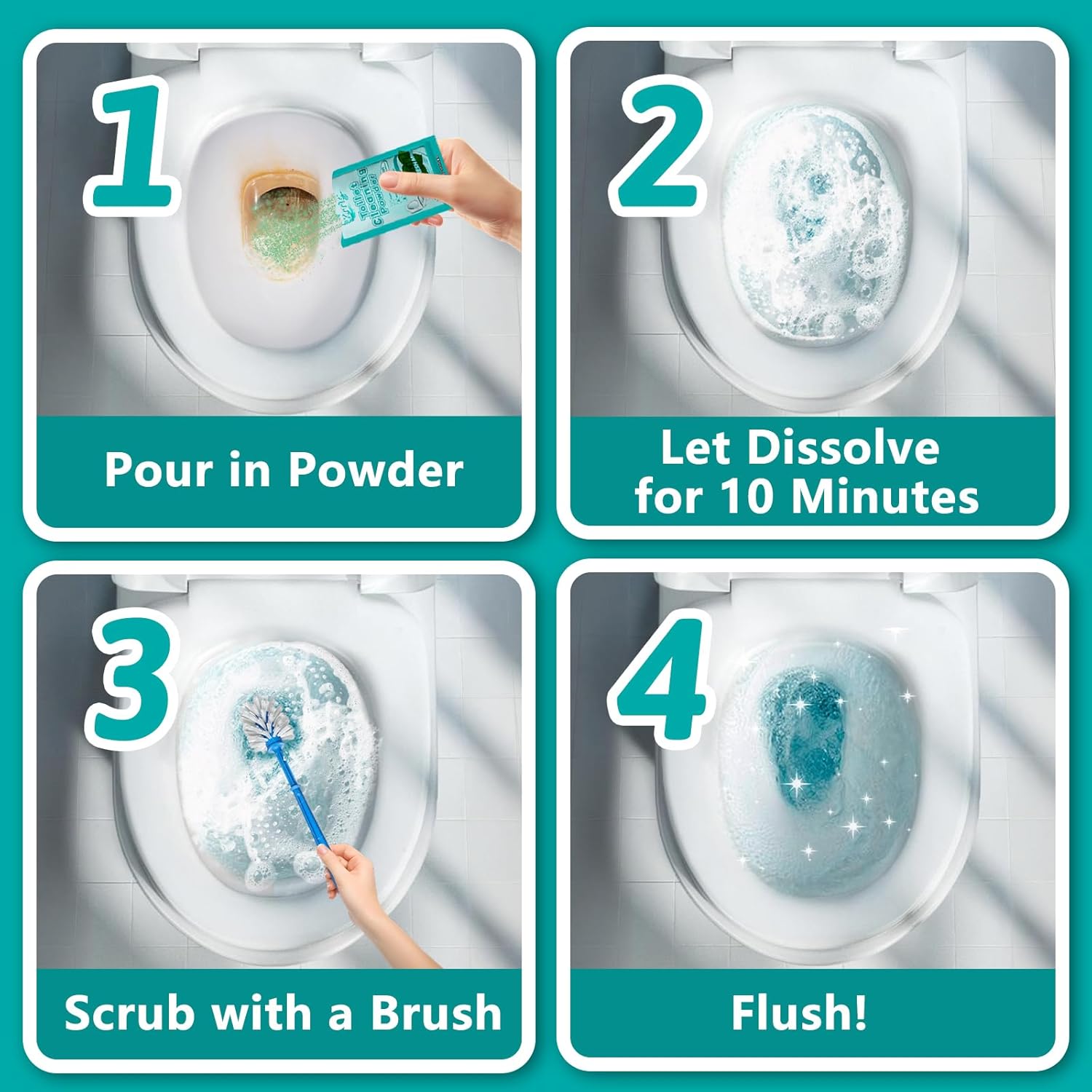 Krris Foaming Toilet Cleaner Powder 4 Packs 3 oz