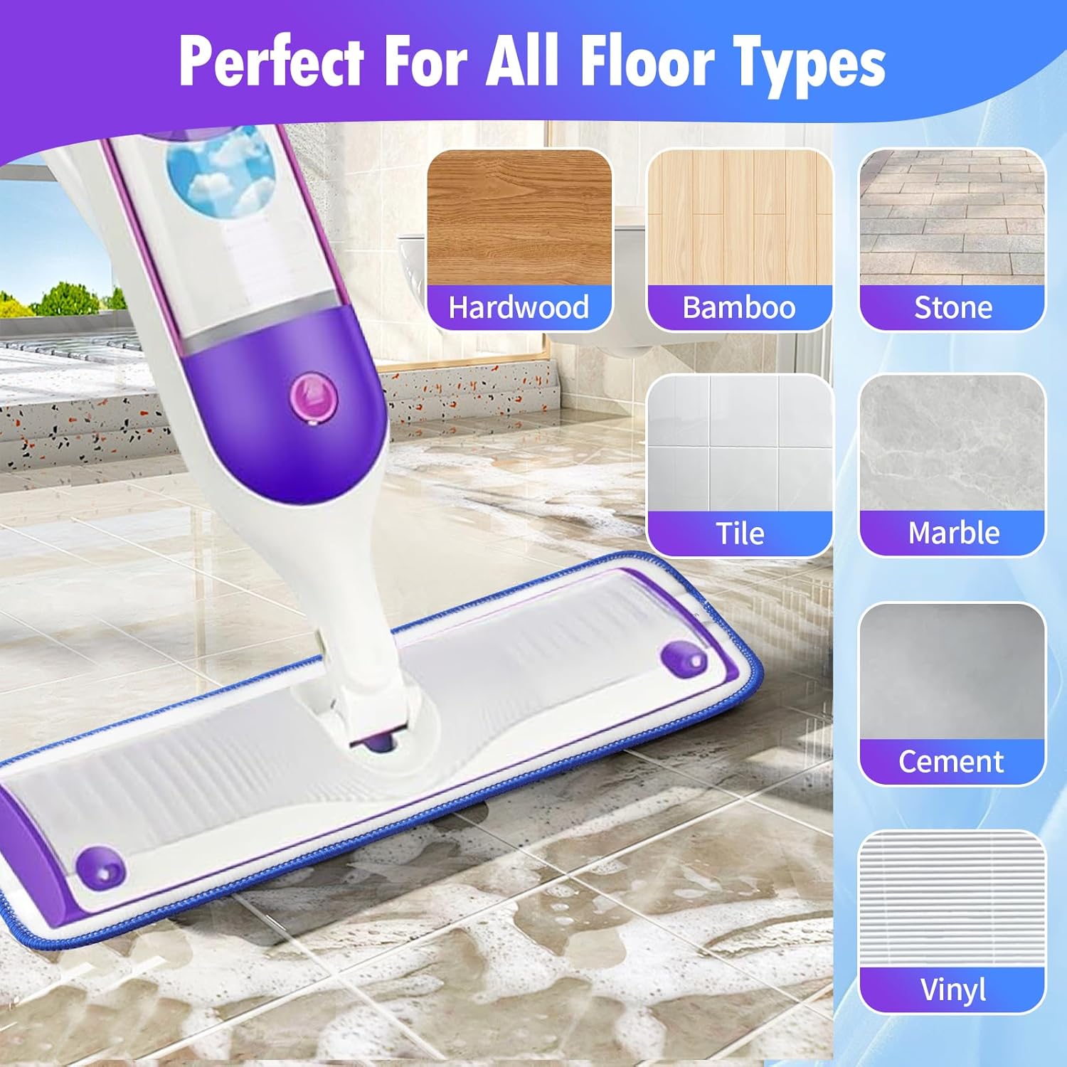 Gazeer 8-Pack Reusable Mop Pads for Swiffer PowerMop