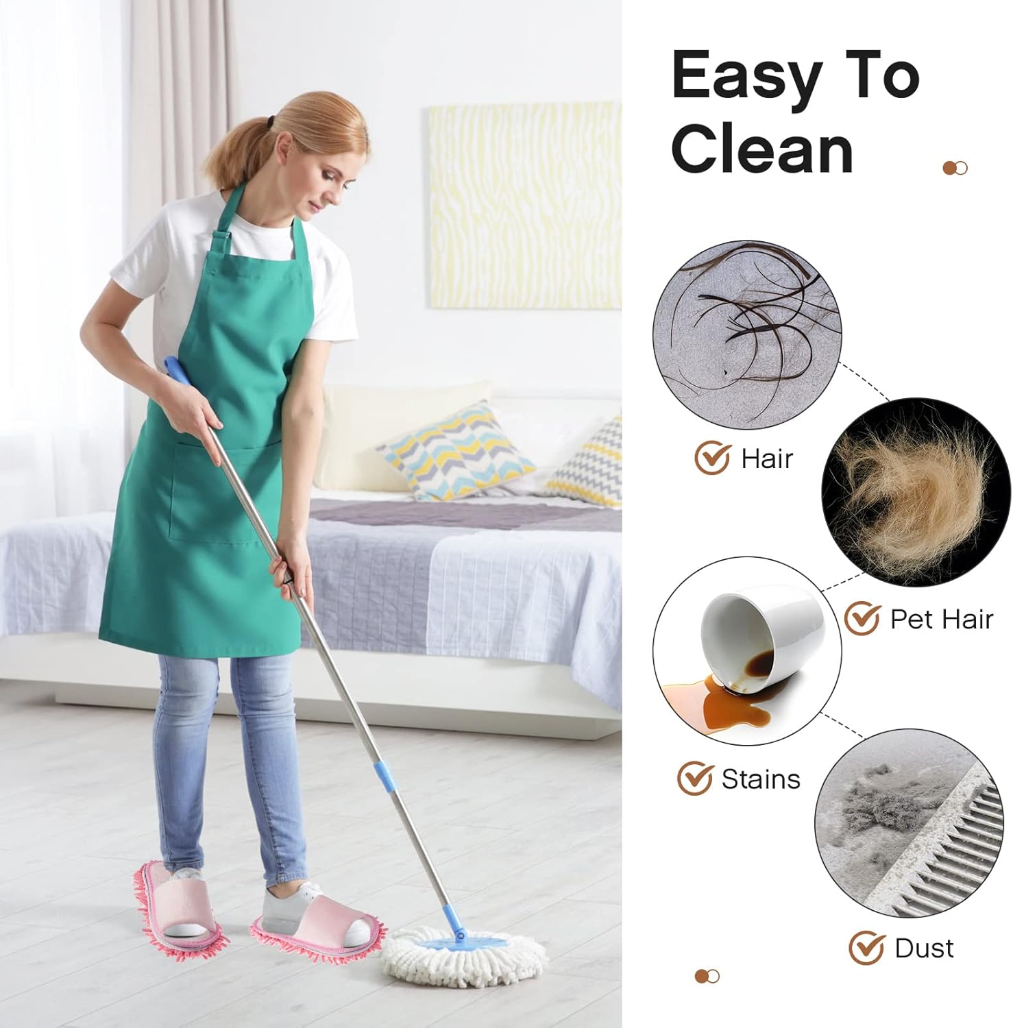 Jecery 2 Pairs Microfiber Mop Slippers for Floor Cleaning