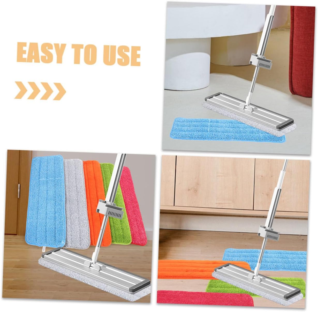 4Pcs Flat Mop Pads Replacement for Wet Dry Floor Cleaning 1