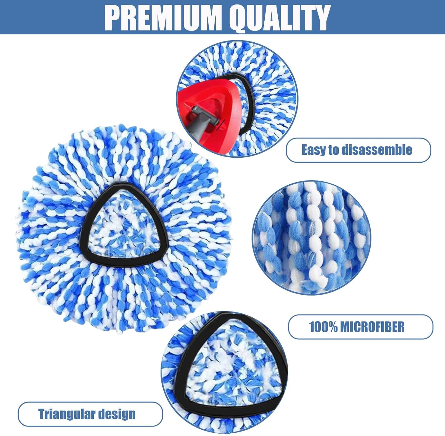FOOKCIAN 2-Pack Spin Mop Replacement Head