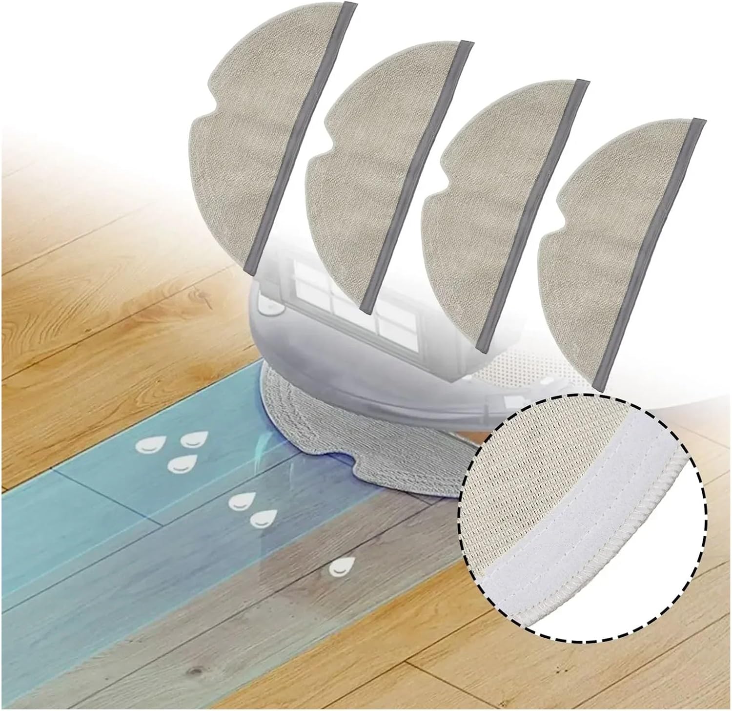4PCS Mop Pad Replacement for Roborock Q8 MAX MAX Plus