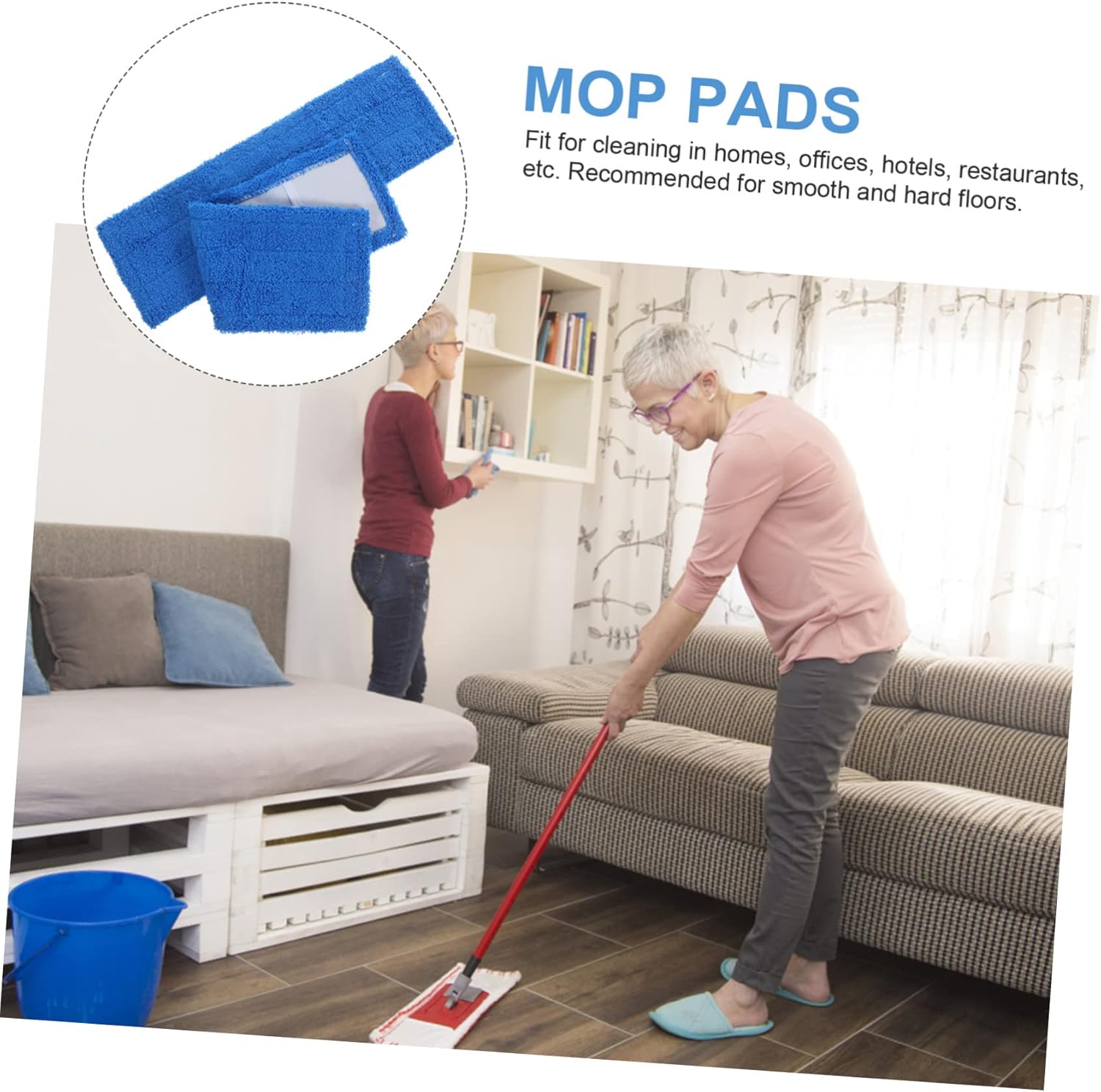 CALLARON Blue Reusable Mop Pads for Hardwood Floors 1