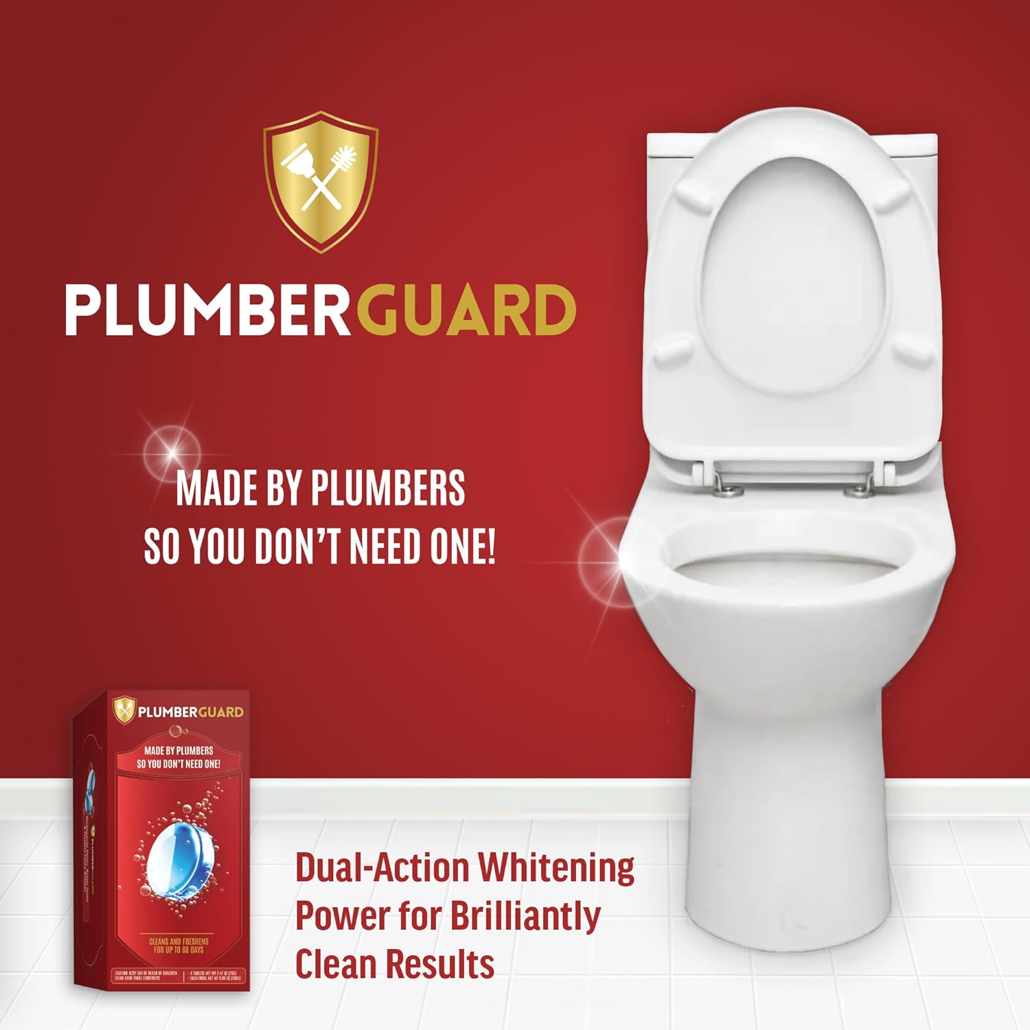 PLUMBERGUARD Toilet Tablets 4 Pack Whitening Stain Removing