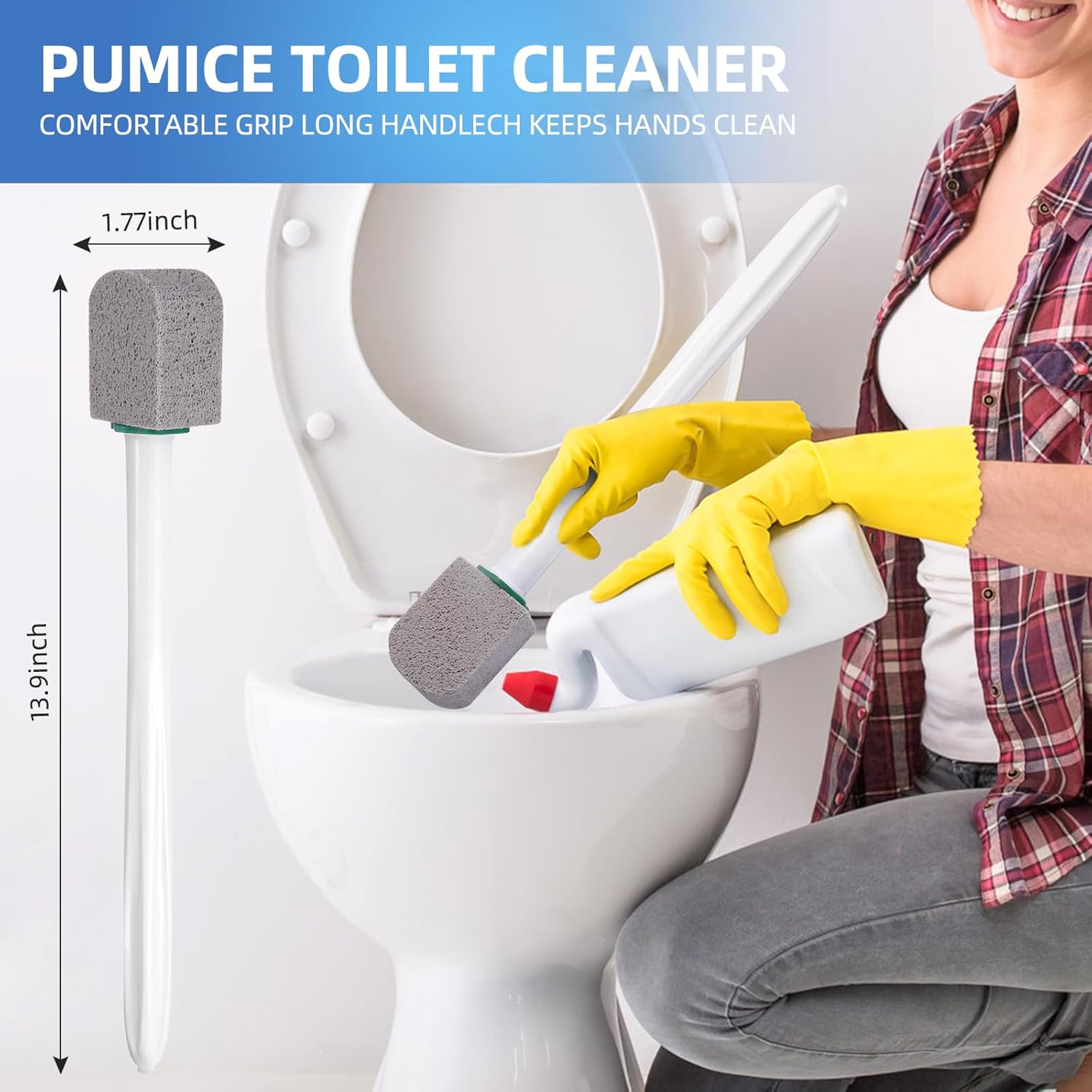 Pumice Stone Toilet Cleaner with 2 Handles and 10 Stones