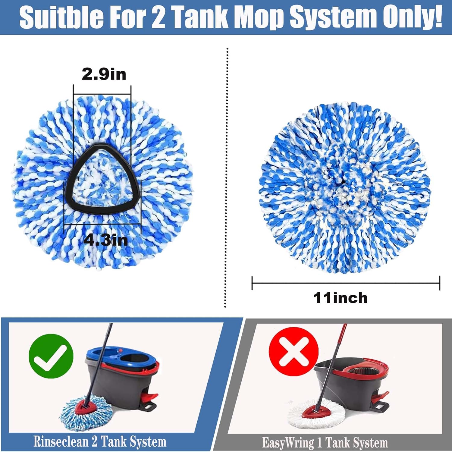 FOOKCIAN 2-Pack Spin Mop Replacement Head