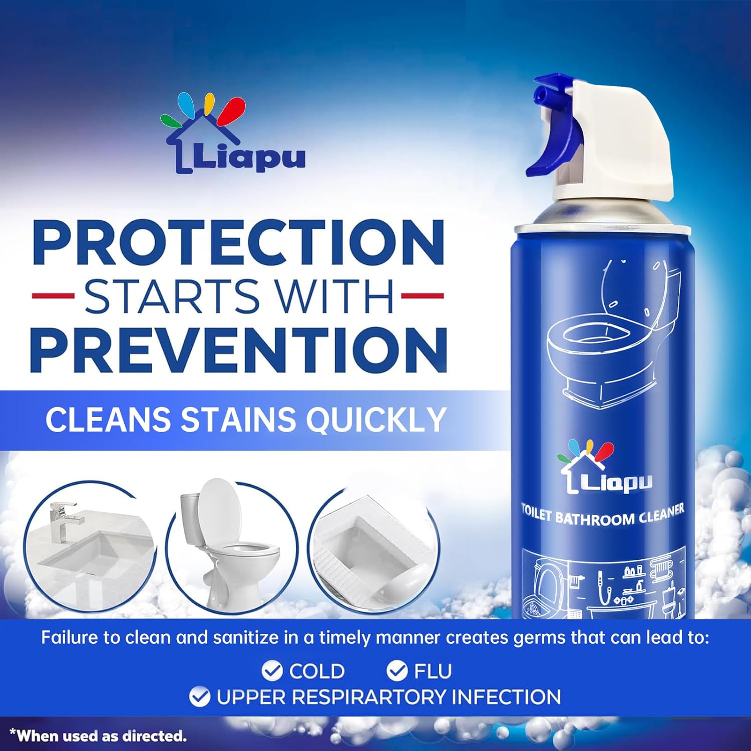 Liapu Toilet Bowl Cleaner 2 Pack Eco-Friendly Fresh Mint Scent