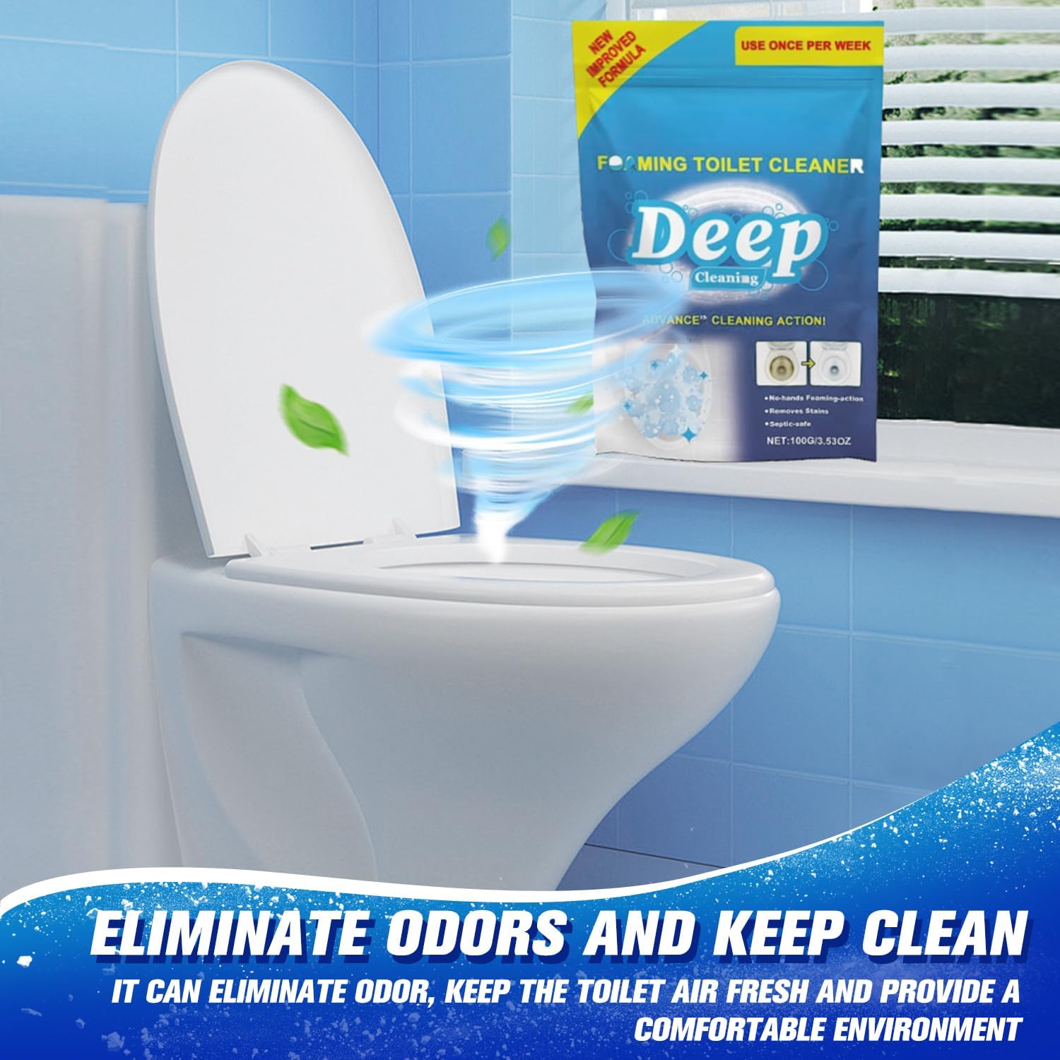 Iaolose 2 PCS Toilet Cleaner Self Activating Miracle Powder for Deep Cleaning