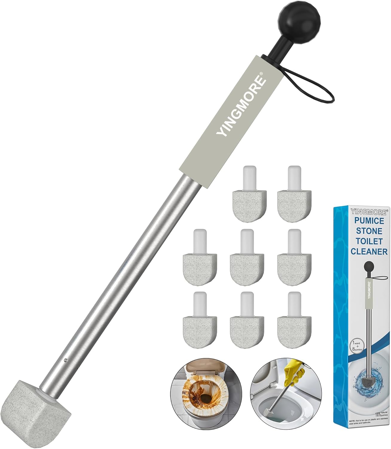 YINGMORE Pumice Stone Toilet Cleaner with Long Handle 1