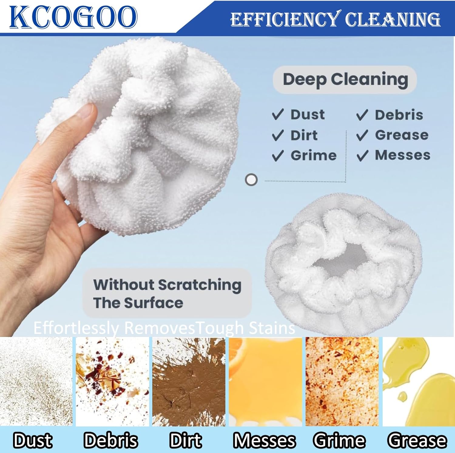 KCOGOO Small Microfiber Bonnet for Dupray Steam Mop - 8 Pack