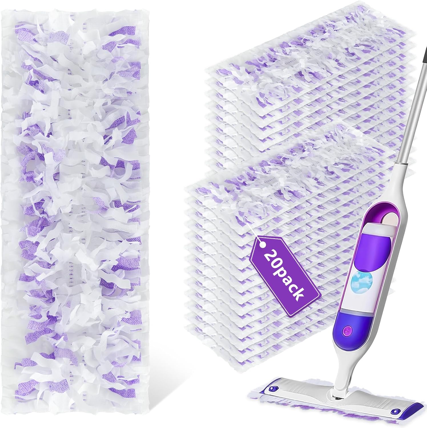 20 Pack PowerMop Replacement Mop Pads for Multi-Surface and Wood Mopping