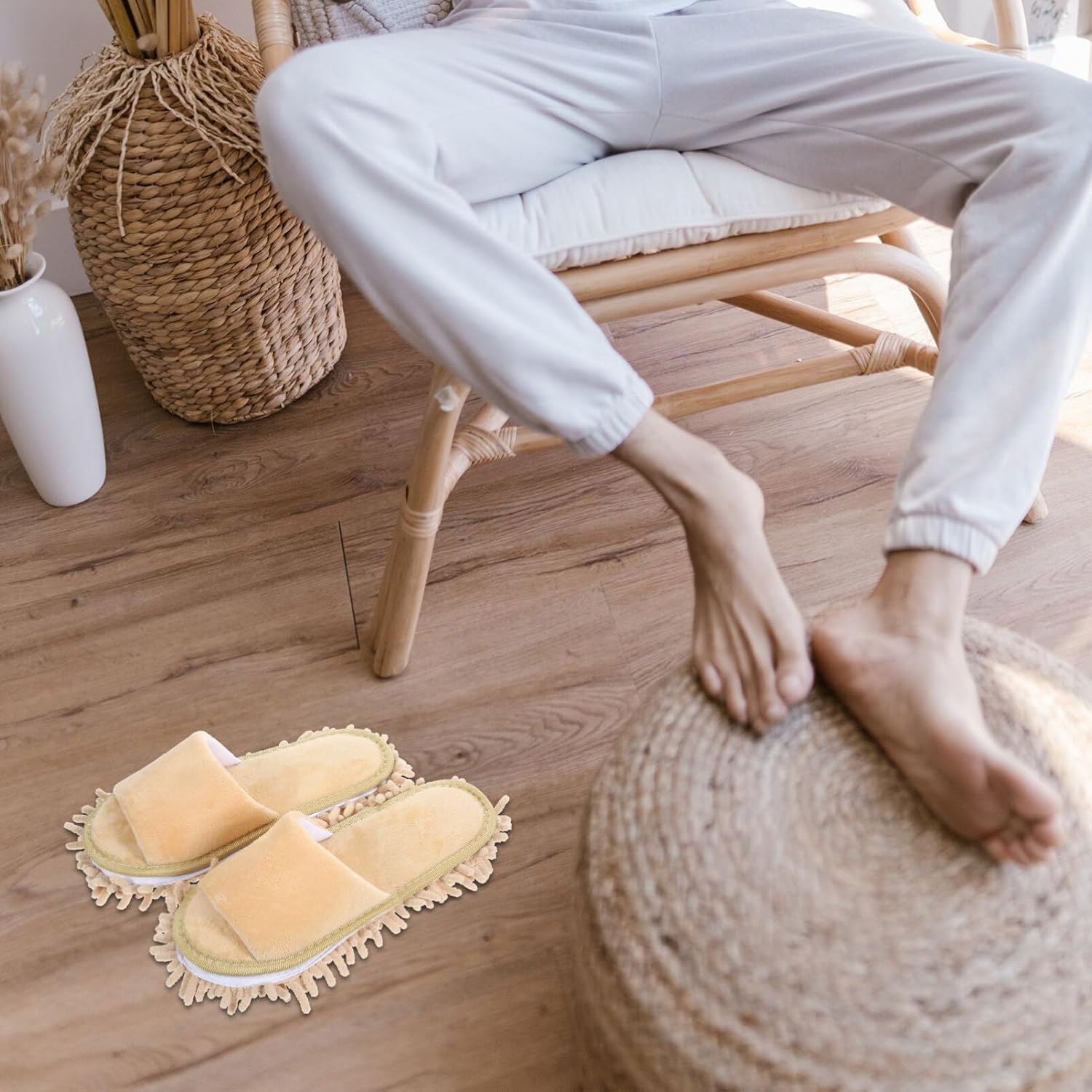 PACKOVE Home Slippers Women Fuzzy Mop Slippers Winter Use