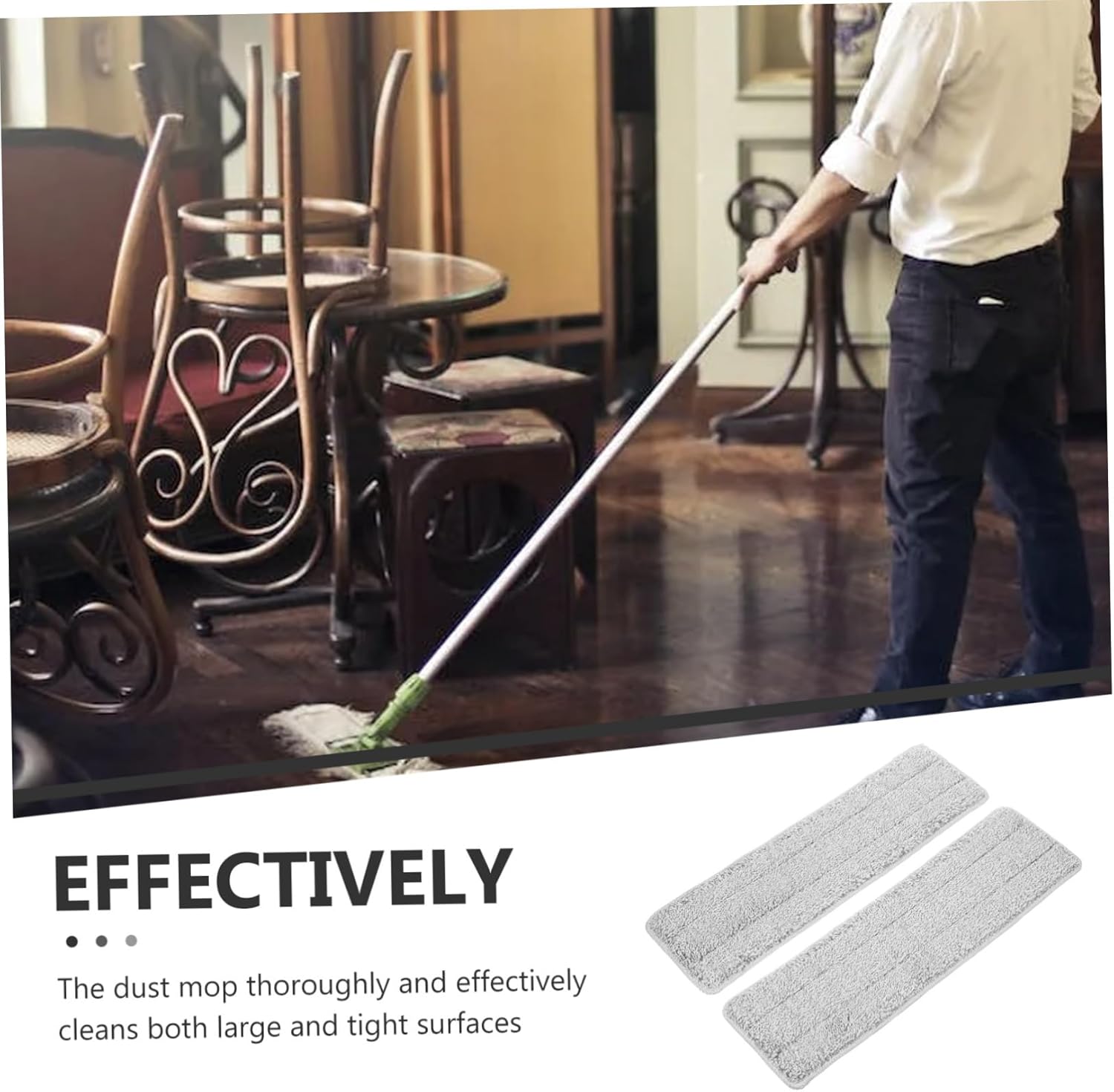 CALLARON 2 Pcs Reusable Fiber Mop Pads for Home Office Restaurant Cleaning