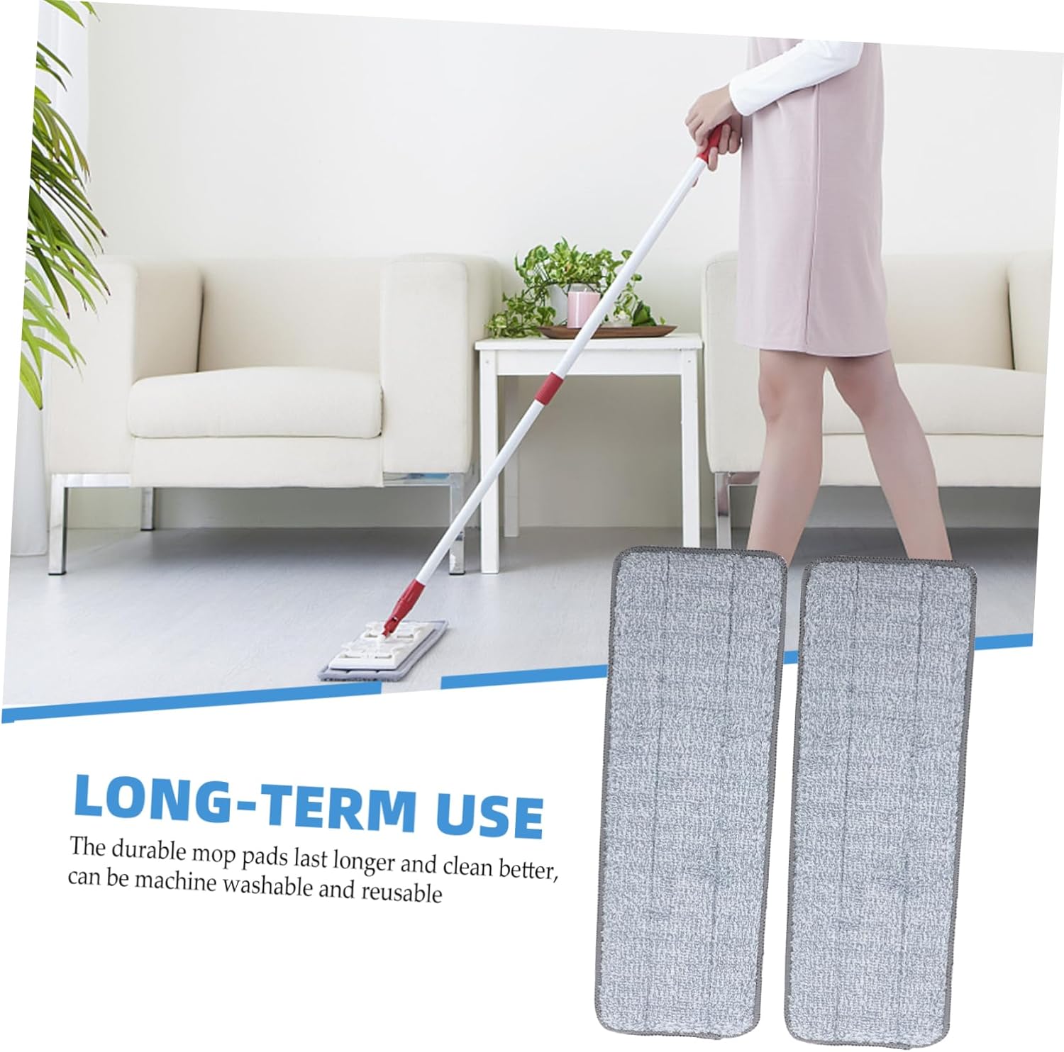 2pcs Microfiber Mop Pads Reusable Floor Cleaning Cloth
