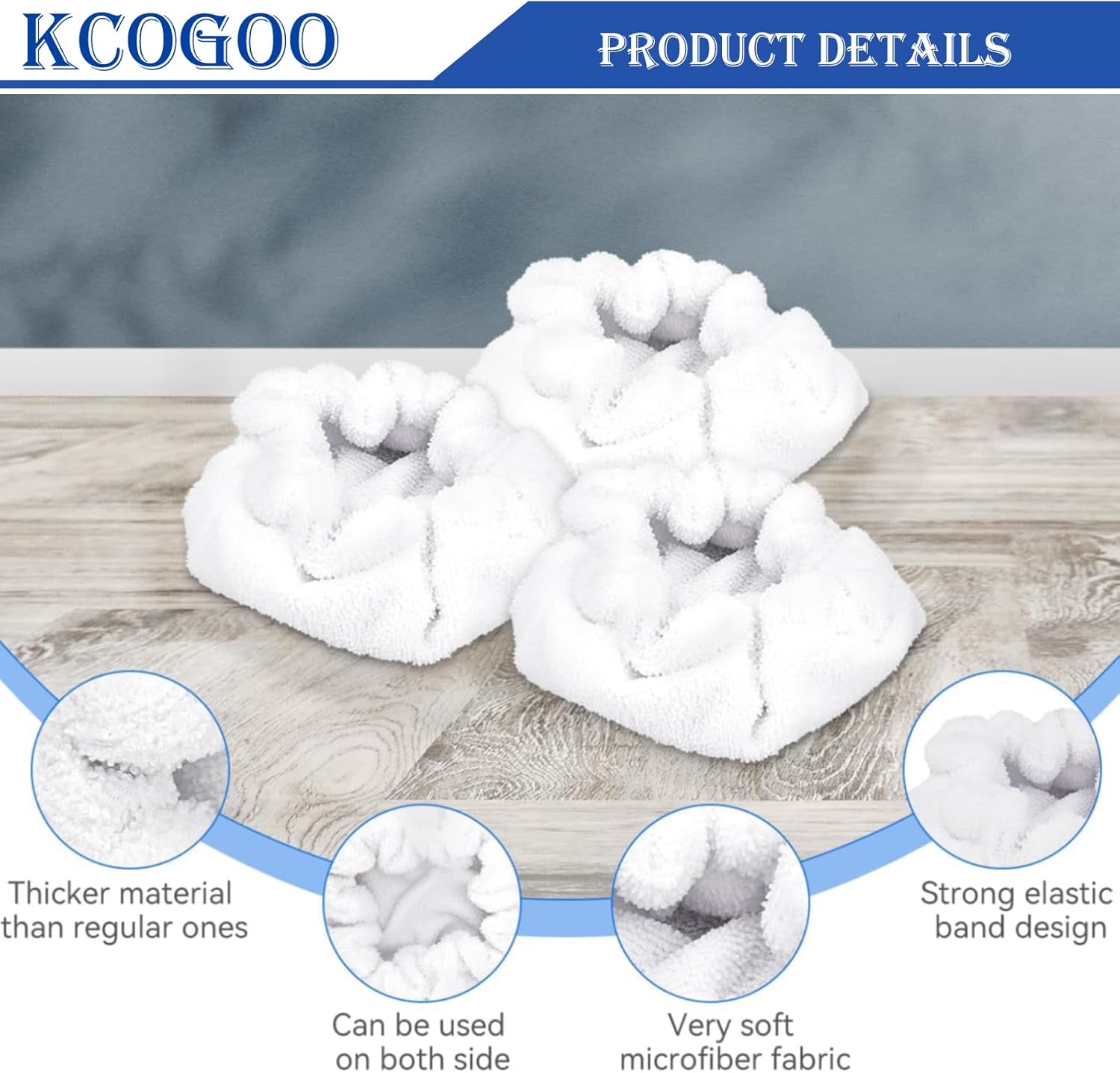 KCOGOO Small Microfiber Bonnet for Dupray Steam Mop - 8 Pack